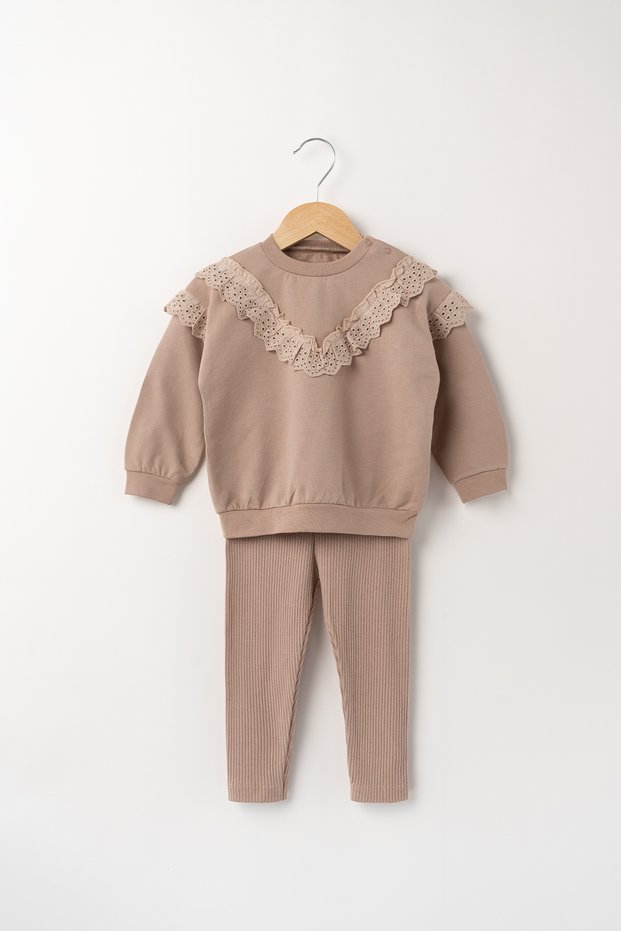 KYLA Baby Girl Scallop Detailed Cotton Corduroy Tights Set