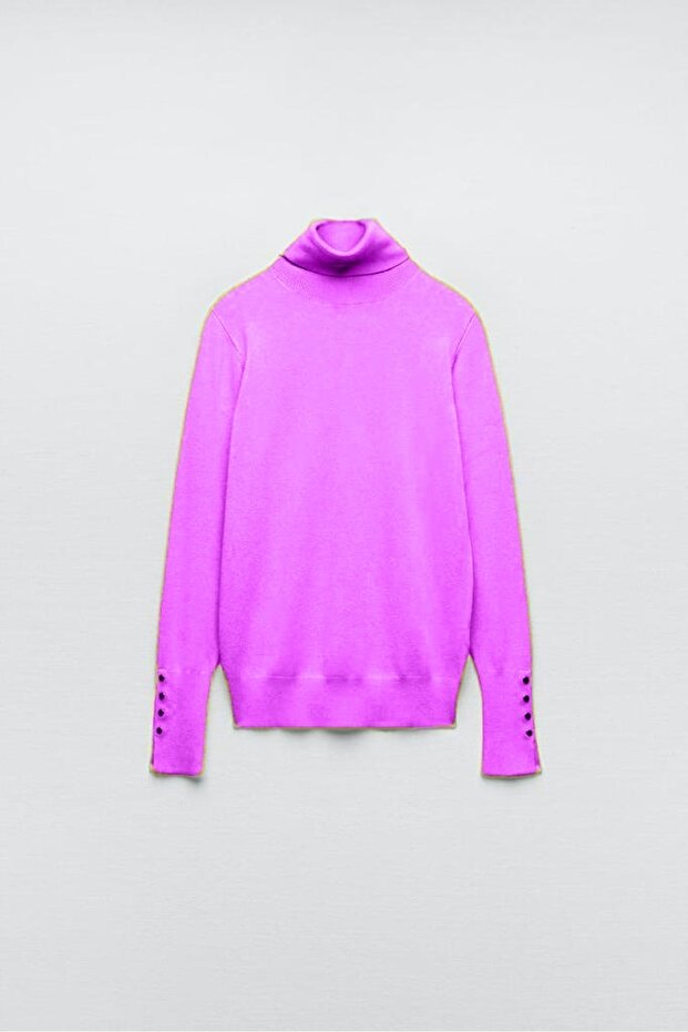 Basıc Balıkçı Yaka Triko Kazak-LİLA - 1