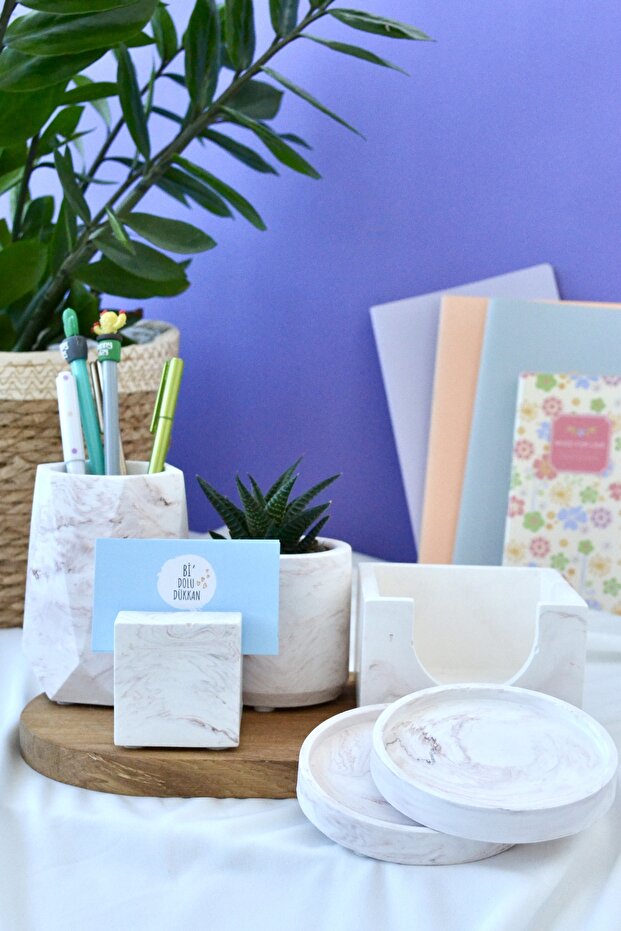 قاعدة أكواب مزدوجة منقوشة بالرخام - 6