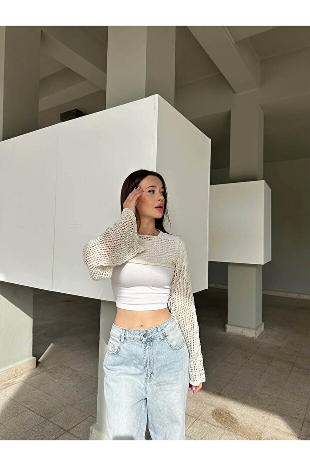 Ajurlu Triko Bolero - 5