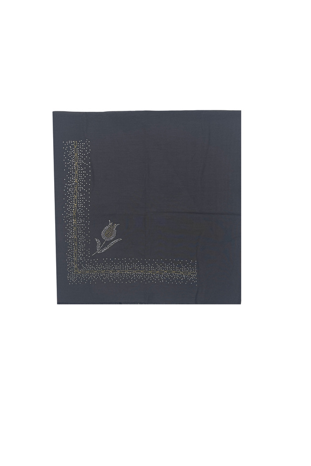 Taş İşlemeli Flamlı 7'li Set Yazma Gül Desenli Hediyelik Eşarp 100x100cm Dağıtmalık Toptan - 6