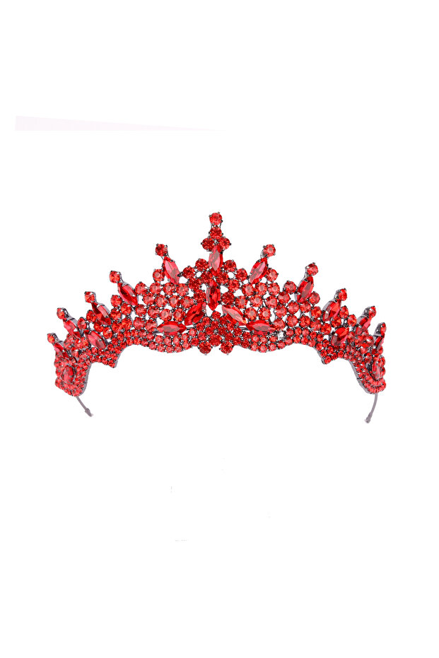 Dense Crystal Jewelled Bridal Crown Wedding Crown Crystal Wedding Crown For Henna Red