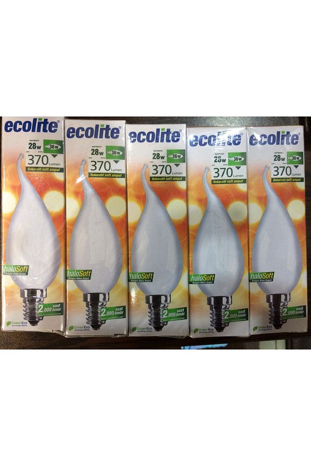Halojen Mum Ampul - Kıvrık Buji Ampul - Sarı Işık Dim Edilir Soft 5 Adet - 1
