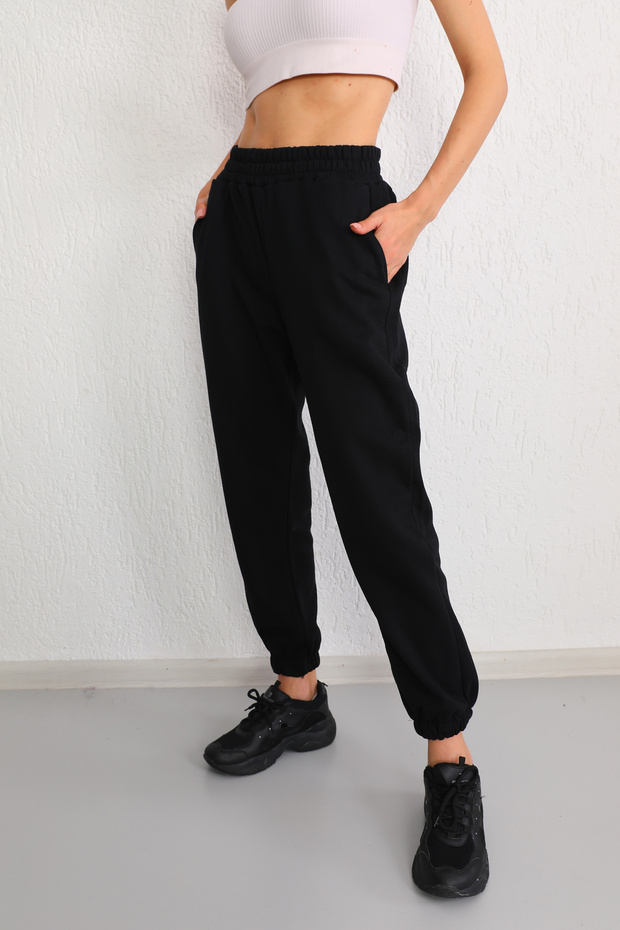 Black High Waist Lycra Jogger Sweatpants