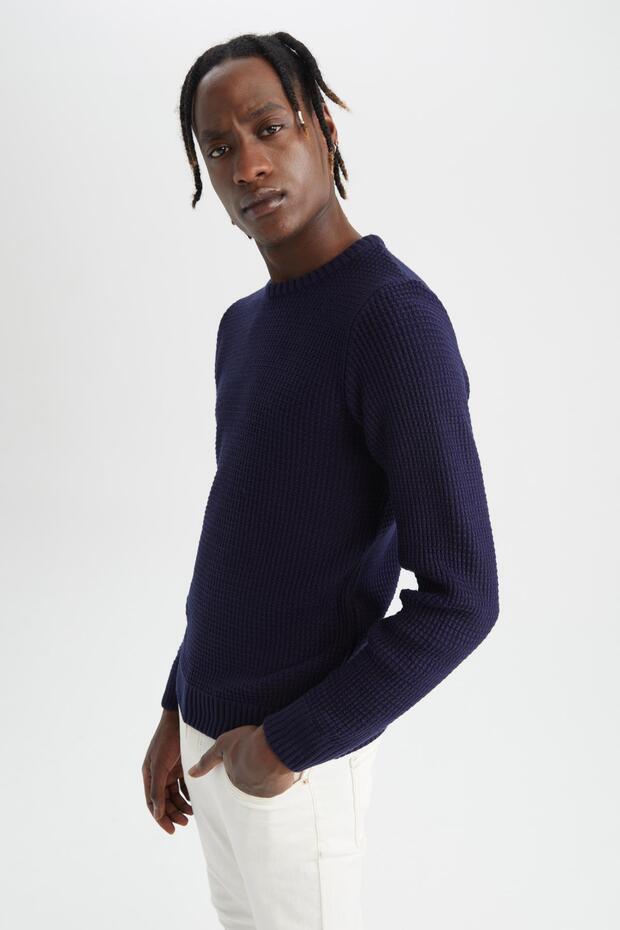 Regular Fit Bisiklet Yaka Triko Kazak - 6