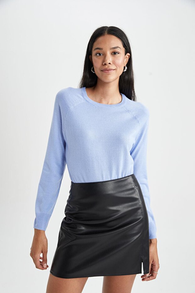 Relax Fit Crew Neck Cashmere Textured Extra Soft Sweater