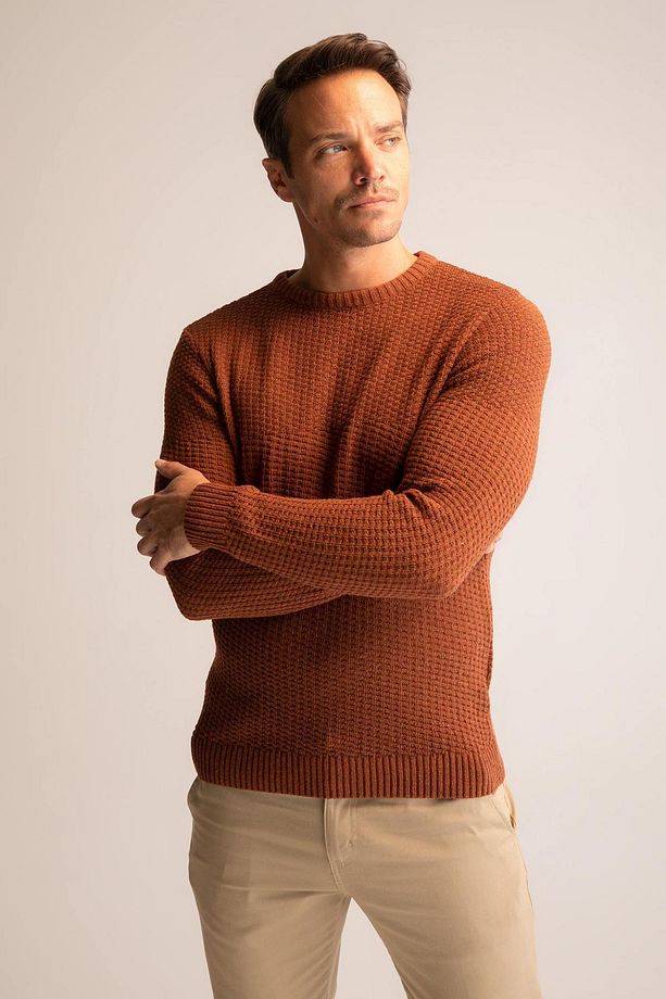 Regular Fit Bisiklet Yaka Triko Kazak - 1