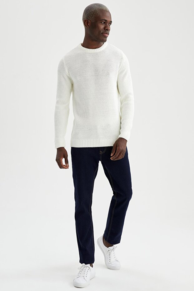 Regular Fit Bisiklet Yaka Triko Kazak - 8