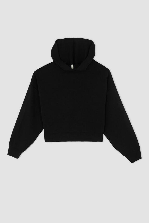 Oversize Fit Kapüşonlu Kazak - 5