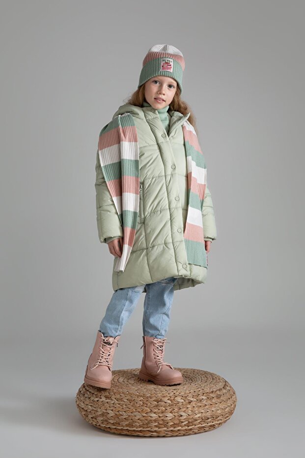 Girl's Fleece Lined Hooded Long Coat X6512a622au