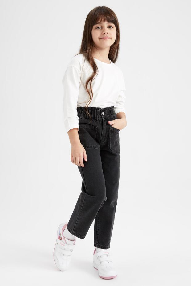 Girl's Slouchy Fit Paperbag Waist Fit Jean Trousers