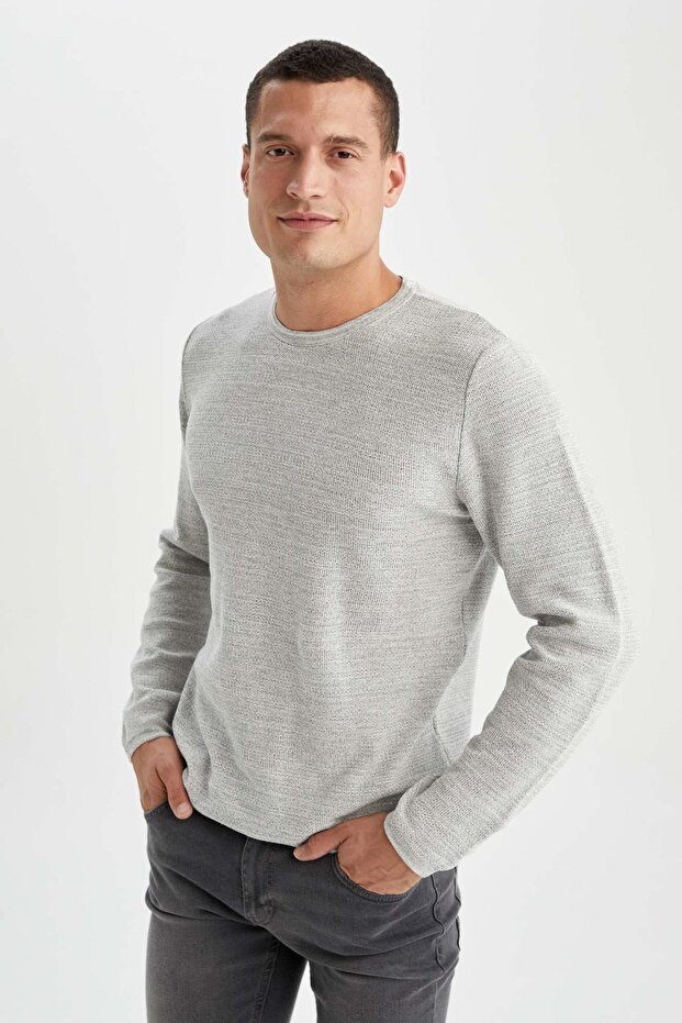 Regular Fit Bisiklet Yaka Triko Kazak - 7
