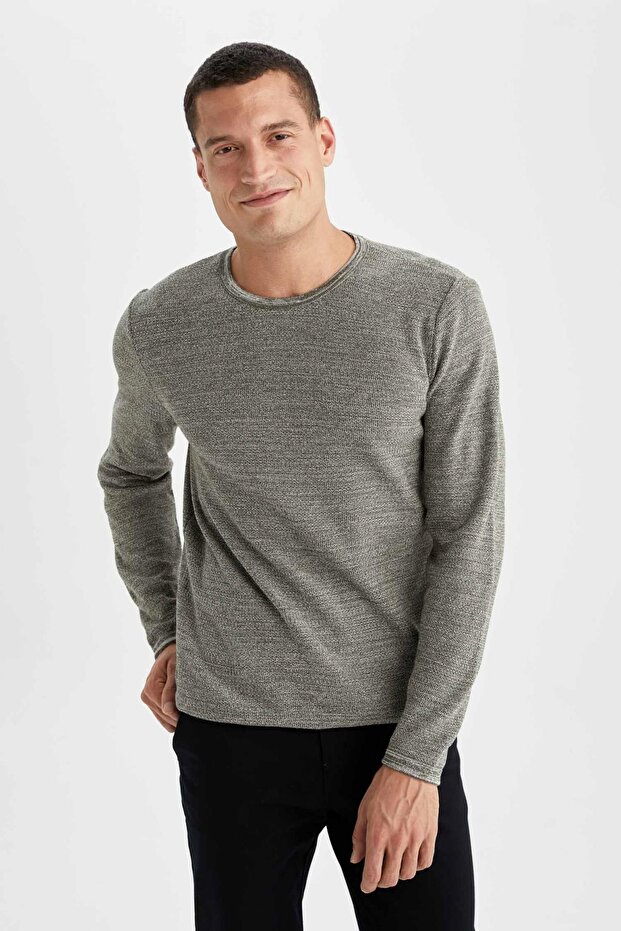 Regular Fit Bisiklet Yaka Triko Kazak - 7