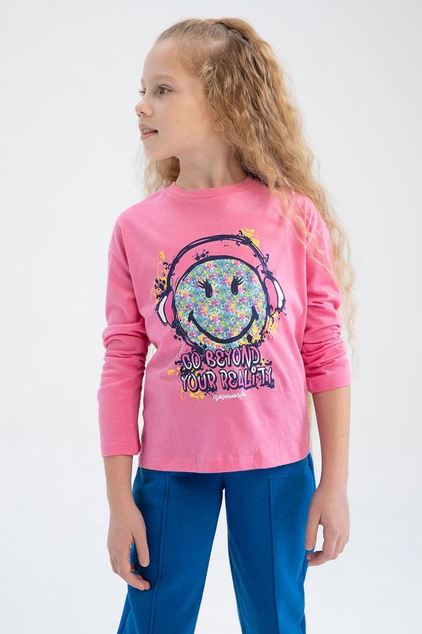 Kız Çocuk Smileyworld Bisiklet Yaka Uzun Kollu Tişört - 5