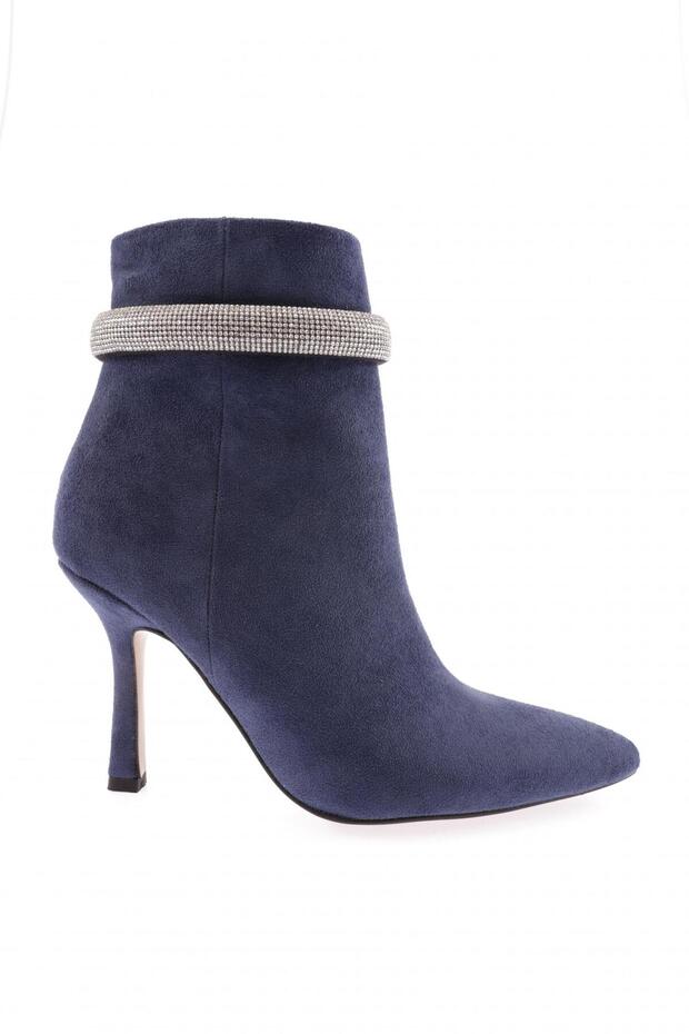 Silver Stone Chain Women's Heeled Boots Petrol 68410535