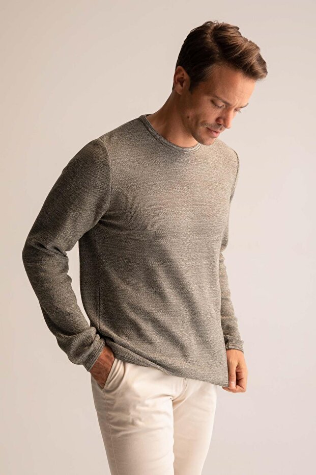 Regular Fit Bisiklet Yaka Triko Kazak - 4