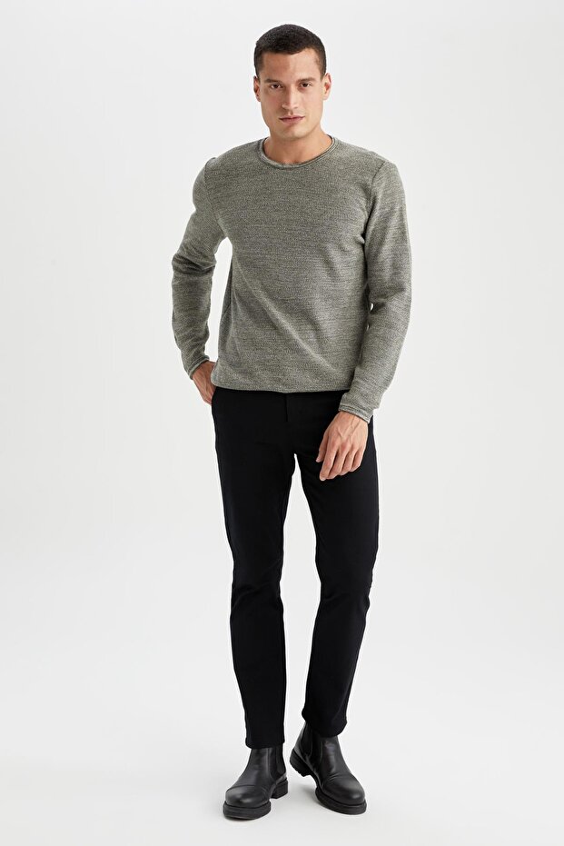 Regular Fit Bisiklet Yaka Triko Kazak - 8
