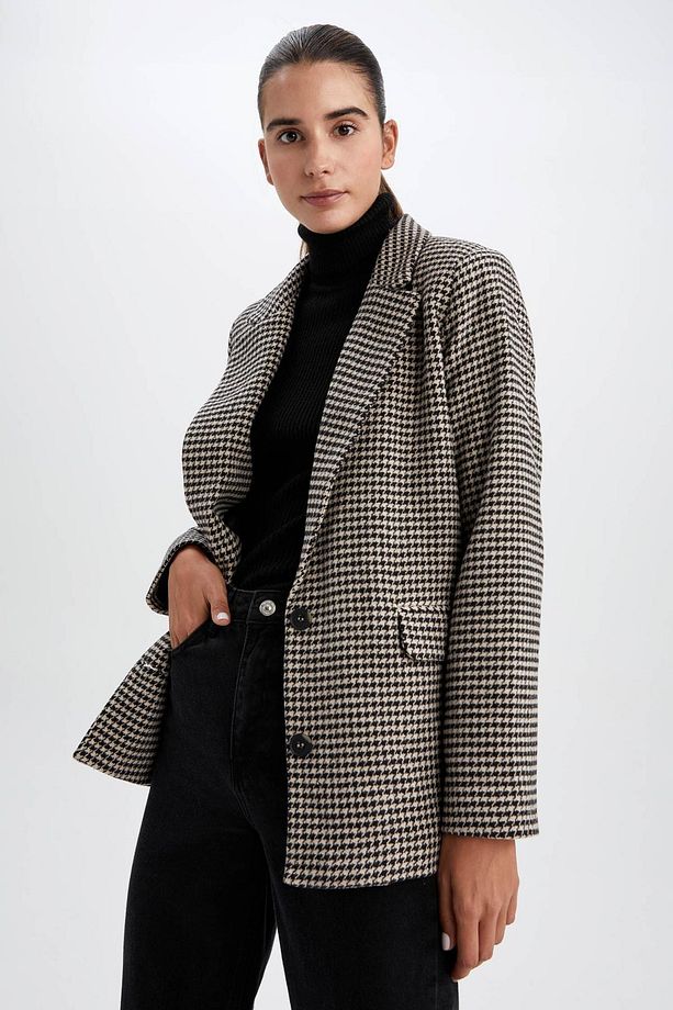 Regular Fit Yün Görünümlü Blazer - 3