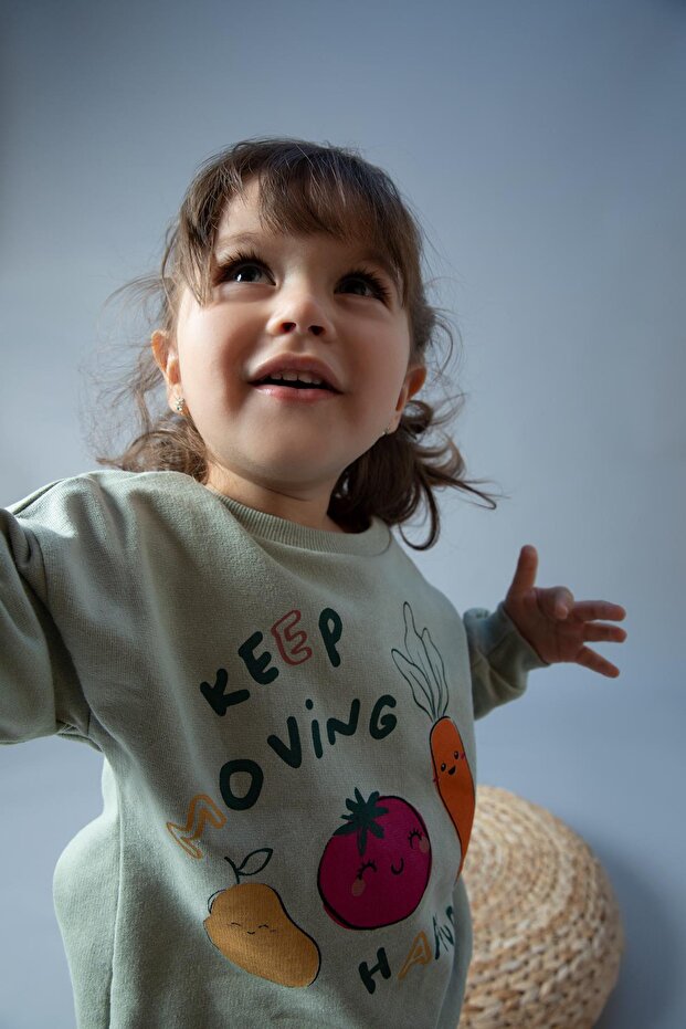 Baby Girl Crew Neck Printed Sweatshirt