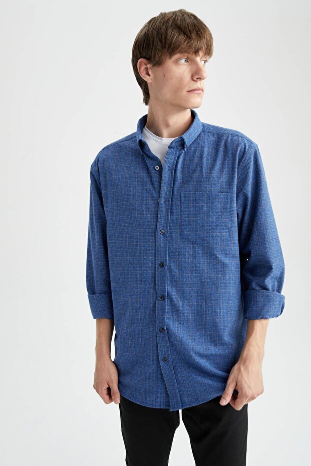 Modern Fit Flanel Uzun Kollu Gömlek V4312az22wn - 1