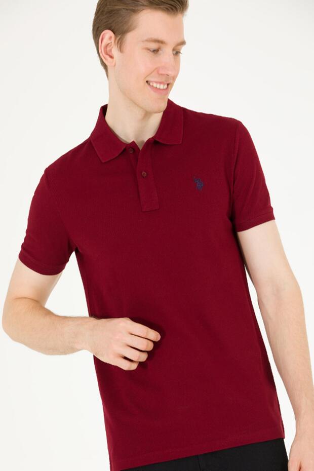US Polo1570718 Claret Red Polo Collar Men's T-Shirt