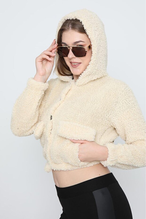 Trend Crop Peluş Mont Krop - 4