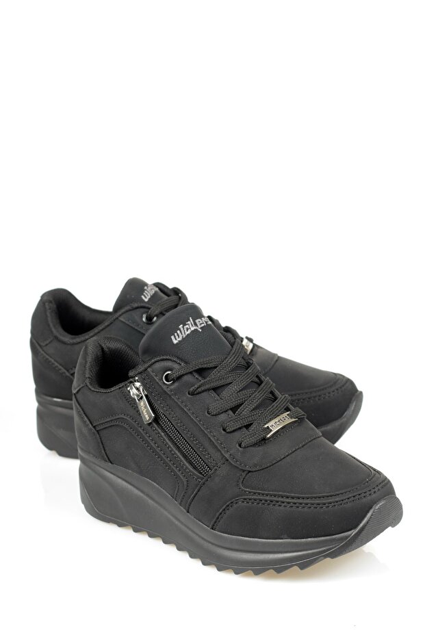 Black Nubuck Orthopedic Zippered Sneakers