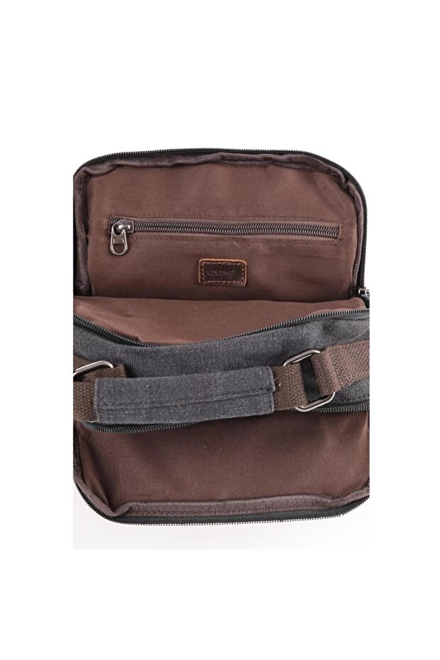Ççs 31357 Canvas Postman Shoulder Bag with Strap Black - 5
