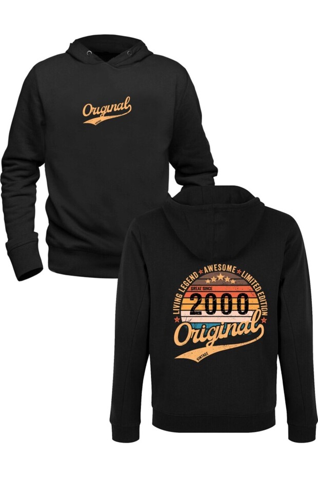 سويت شيرت Vintage Living Legend 2000 أسود مطبوع من الأمام والخلف