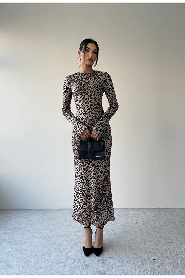KANE UZUN ELBİSE LEOPAR - 4