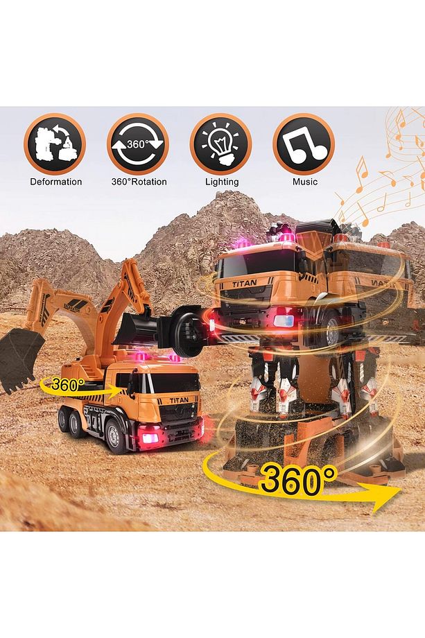 (yurt dışından)Hodlvant Transform Robot Araba Ekskavatör Oyuncak Kamyon, Tek Tuşla Deformasyon - 2