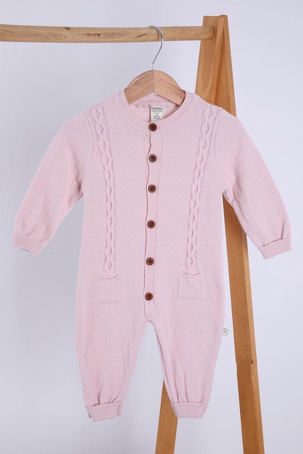 Organic 100% Knitwear Girl Boy Baby Beret Jumpsuit Set 5717