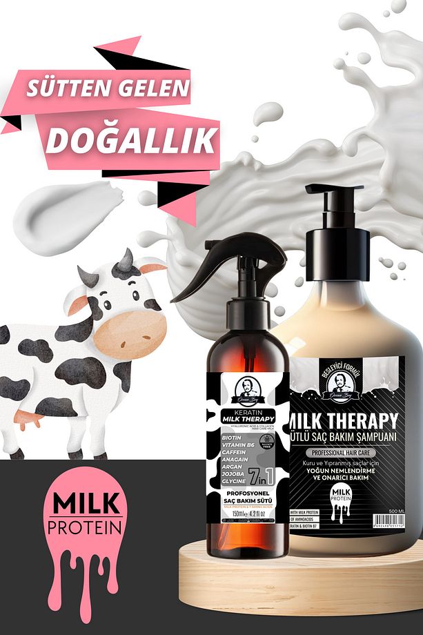 Milk Therapy Avantaj Seti Sütlü Milk Saç Şampuanı 500ml ve Sütlü Saç Bakım Keratin Fön Sütü 150ml - 5