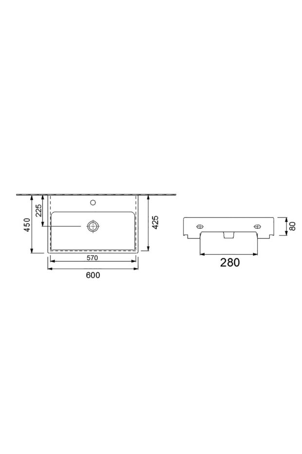 Aqua Etajer Uyumlu Beyaz Lavabo 50 Cm - 3