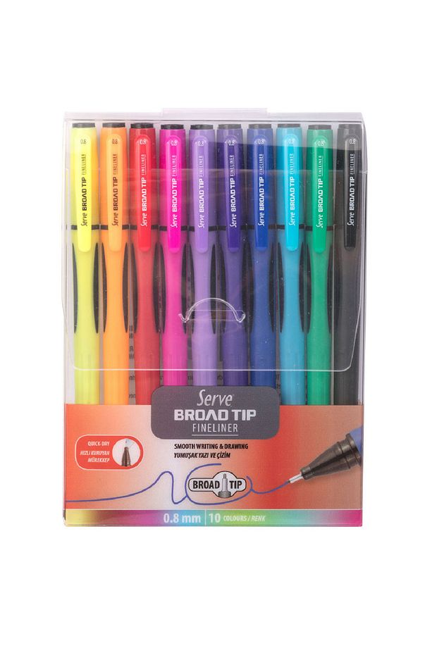 Broad Tip Fineliner Kalem 0.8mm 10 Renk Set - 2
