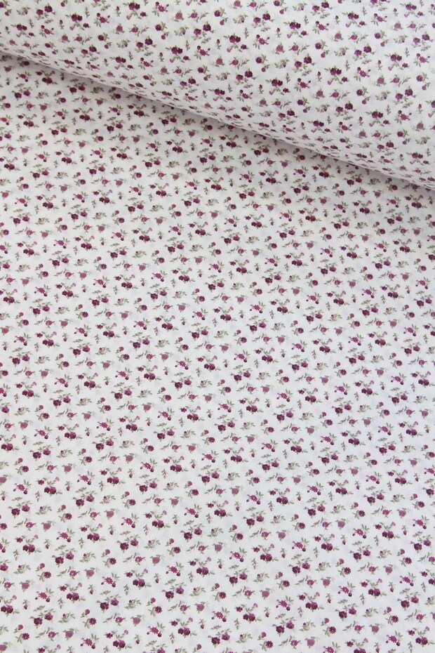 Mürdüm Çıtır Çiçekler Nevresimlik Poplin Kumaş - 1