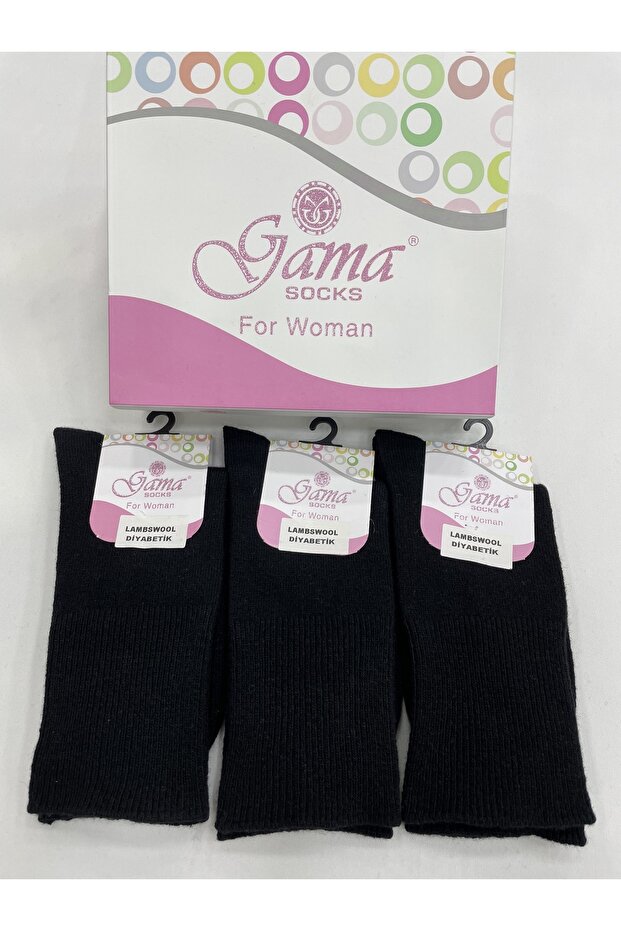 3 Pieces of Genuine Lamb Wool Elasticless (Diabetic) Thick Winter Women's Socks