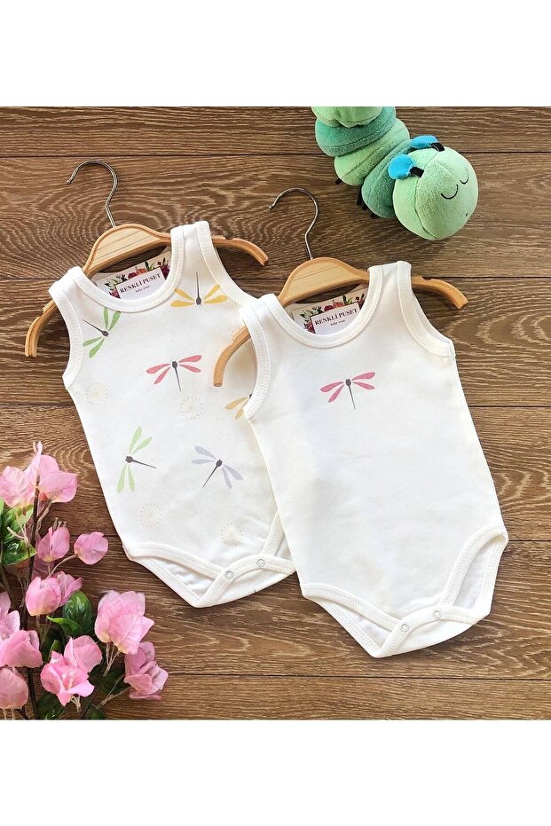 2'l Cotton Baby Strappy Bodysuit Set Dragonfly