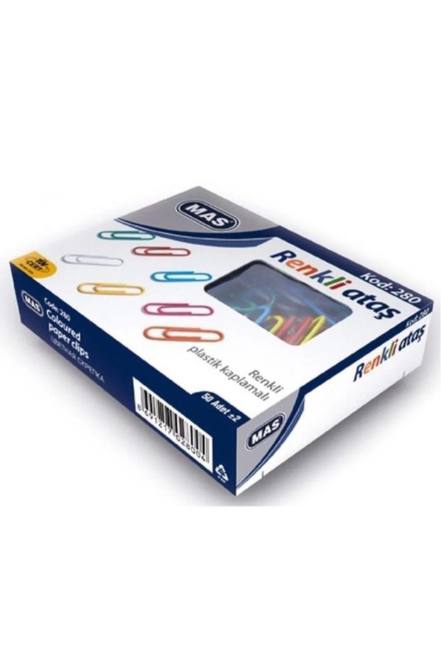 Mas 1 Box of 28mm Colored Paper Clips, 50 Pieces