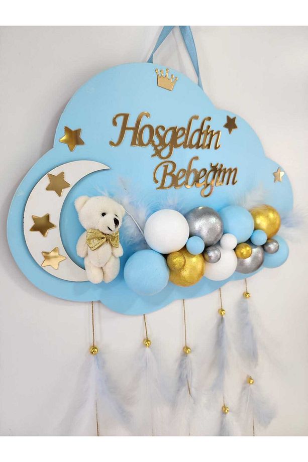 Kapı Süsü Ahşap Bulut Kapısüsü Bebek Odası Isimlik Strafor Toplu - 2
