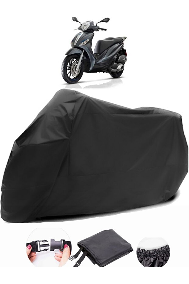 حقيبة ظهر Piaggio Medley 150 متوافقة مع القماش المشمع الأسود للدراجات النارية المقاوم للماء