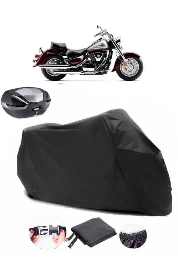 Suzuki VL 1500 Intruder Rear Bag Compatible Black Motorcycle Tarpaulin Waterproof Durable Fabric