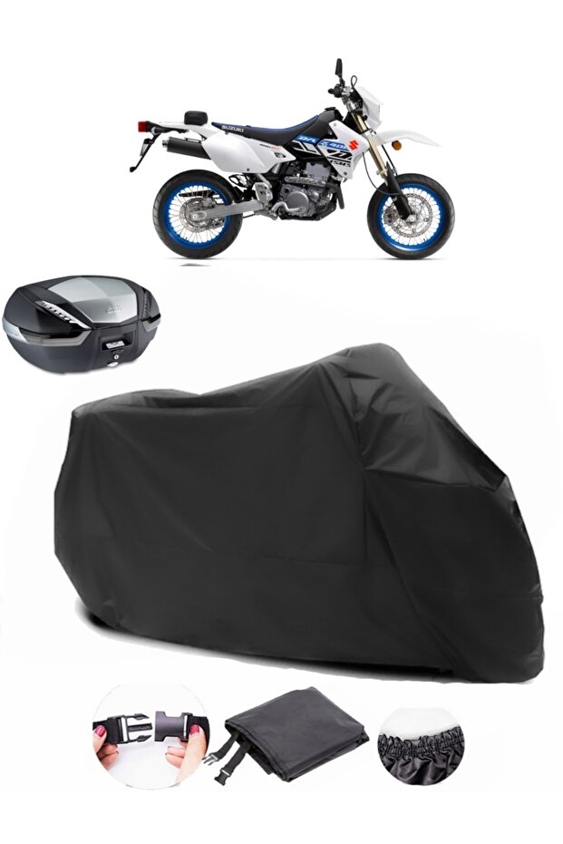 Suzuki DRZ400SM Rear Bag Compatible Black Motorcycle Tarpaulin Waterproof Durable Fabric