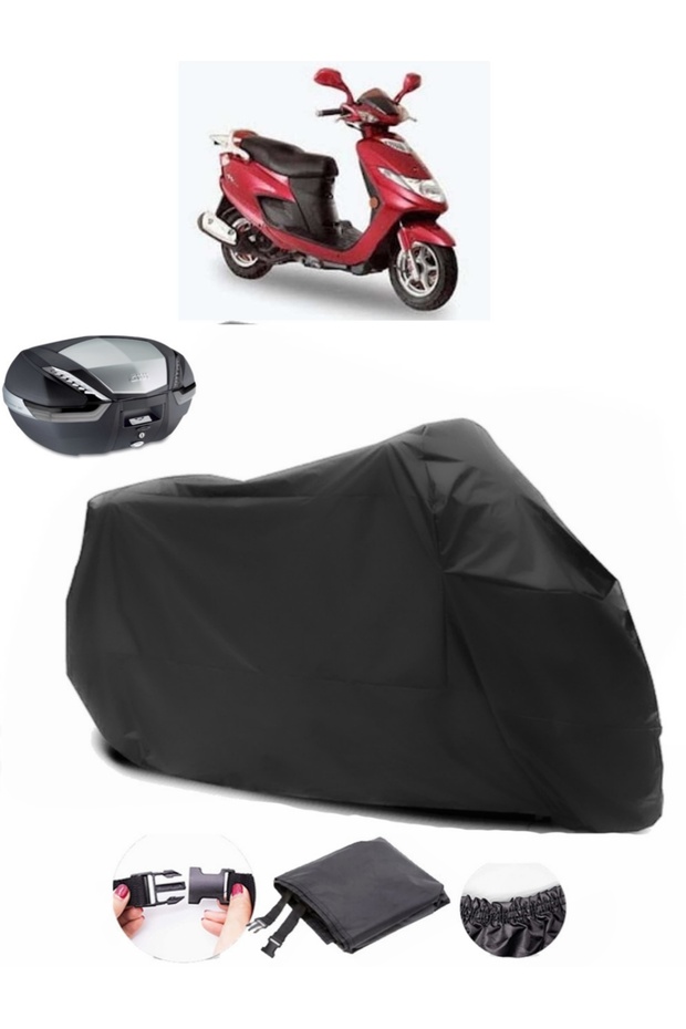 Suzuki AN 125 HK Rear Bag Compatible Black Motorcycle Tarpaulin Waterproof Durable Fabric