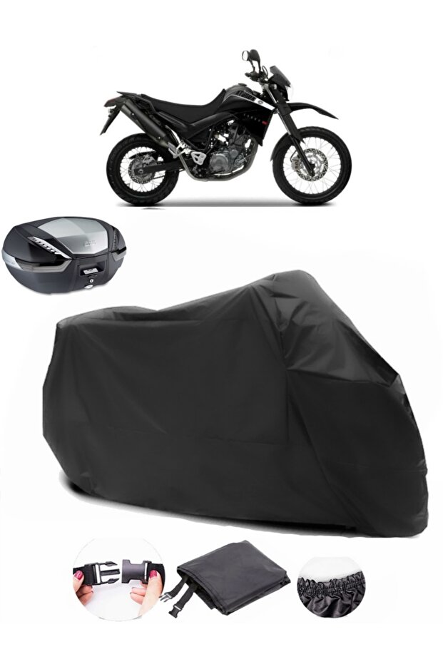 Yamaha XT 660 R Rear Bag Compatible Black Motorcycle Tarpaulin Waterproof Durable Fabric
