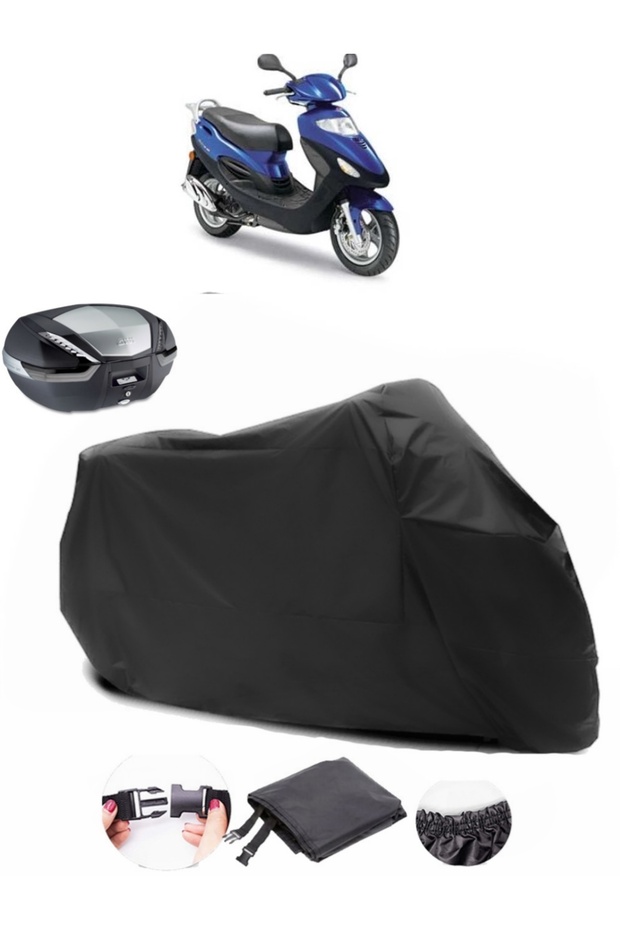 Kymco Movie XL 125 Backpack Compatible Black Motorcycle Tarpaulin Waterproof Durable Fabric