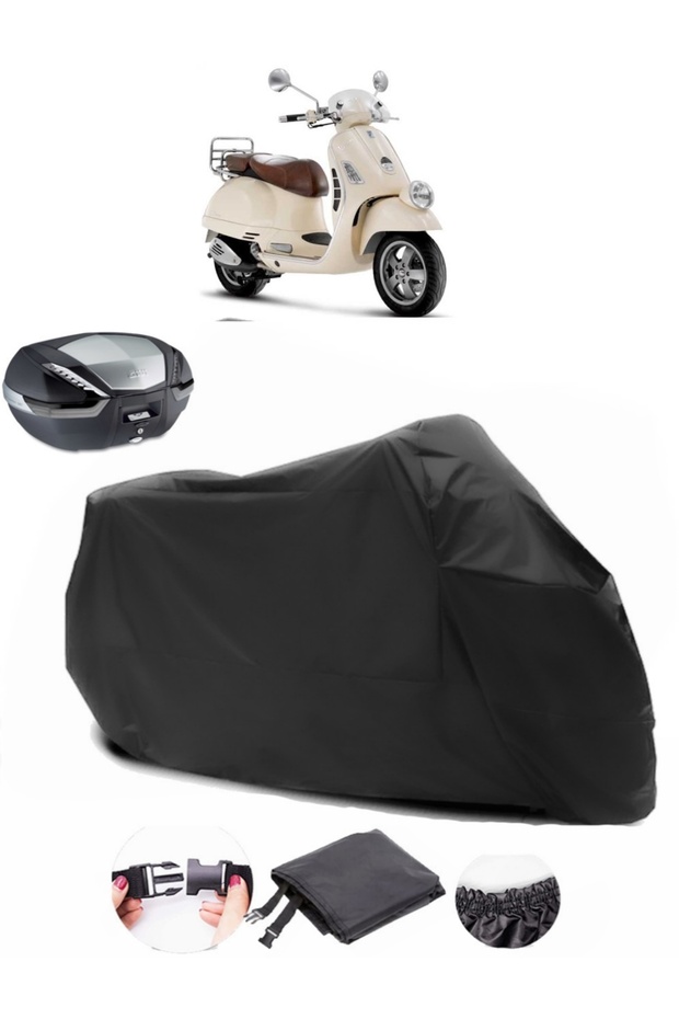 Vespa GT 250 Rear Bag Compatible Black Motorcycle Tarpaulin Waterproof Durable Fabric