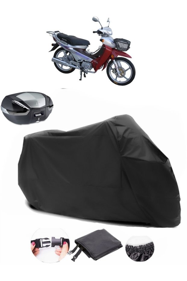 Asian AS 110-8 Rear Bag Compatible Black Motorcycle Tarpaulin Waterproof Durable Fabric