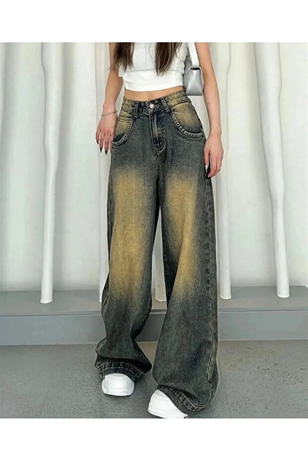 Harajuku Baggy Tech Detail Wide Leg Jeans