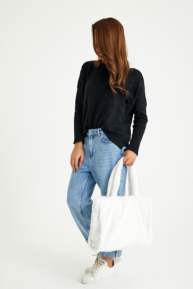 Women's Premium Plush Zippered and Lined Tote Shoulder Bag